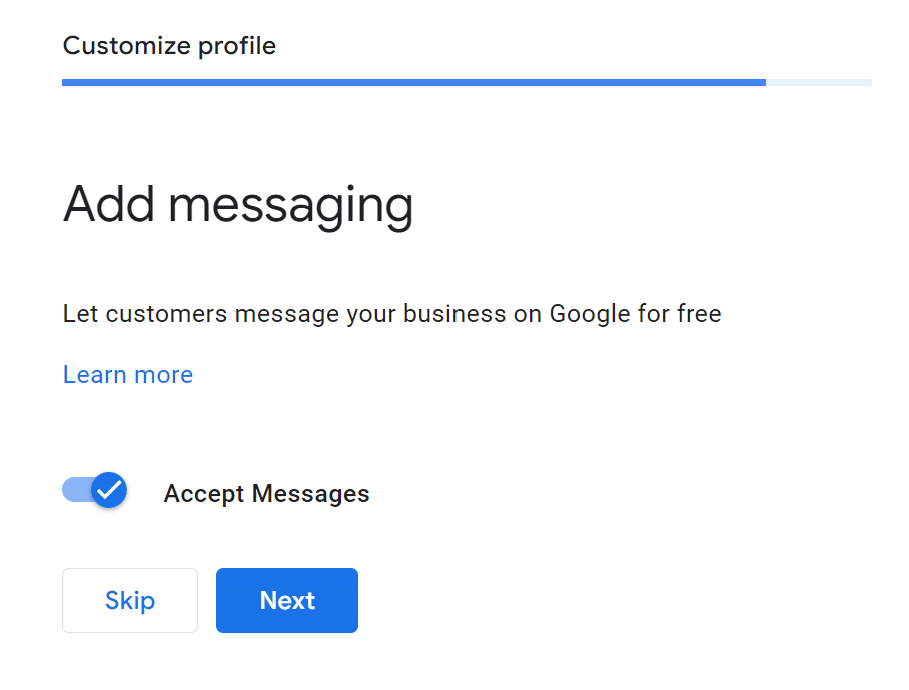 Add messaging in Google My Business