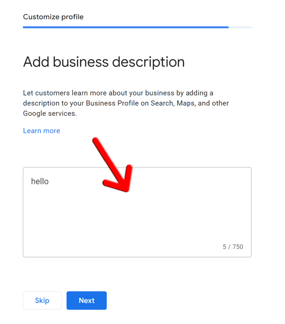 Add business description in Google My Business