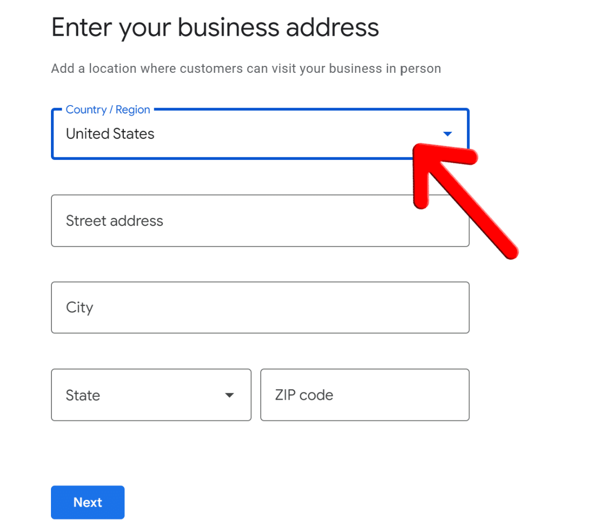 Add location in Google My Business