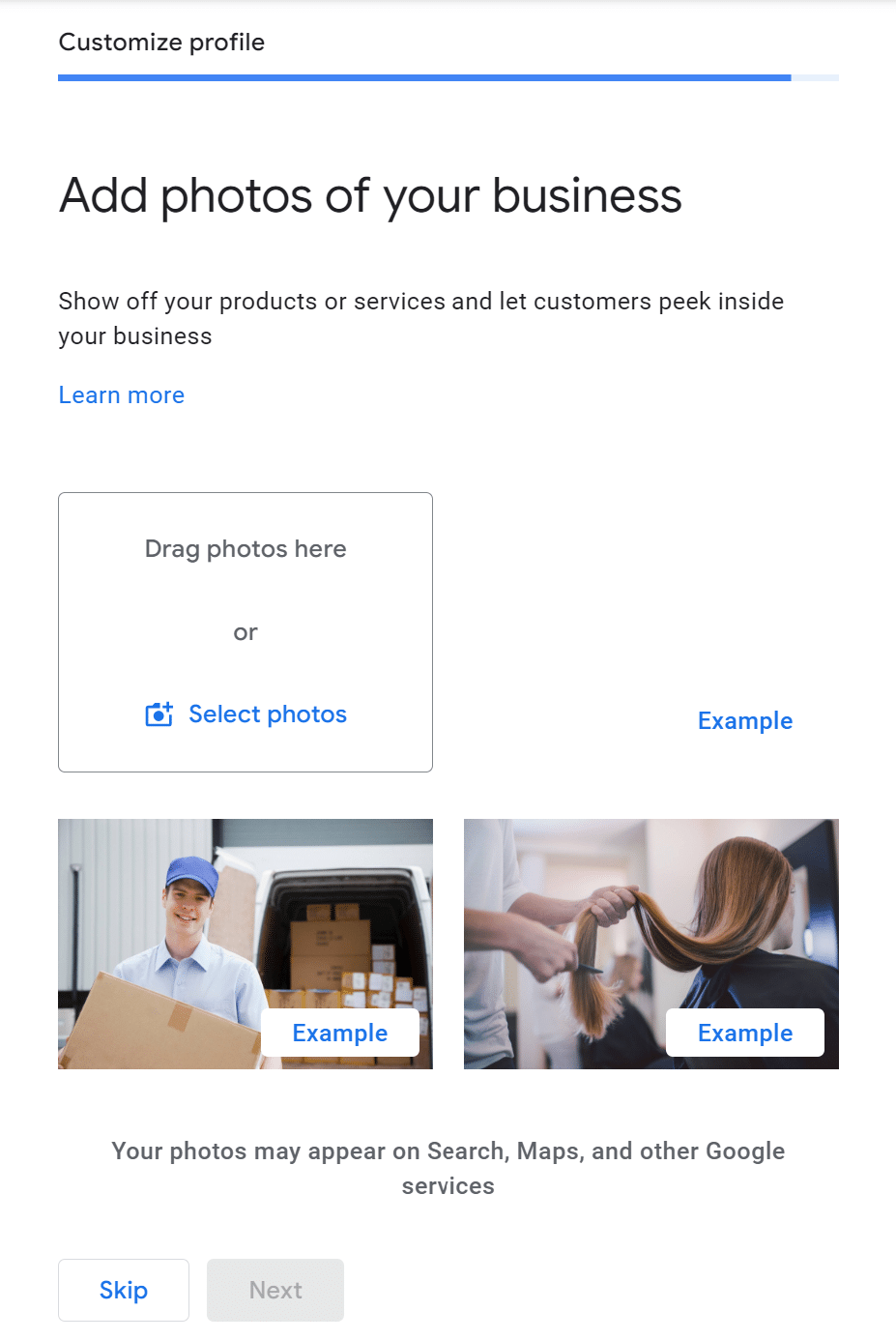 Upload photos to Google My Business